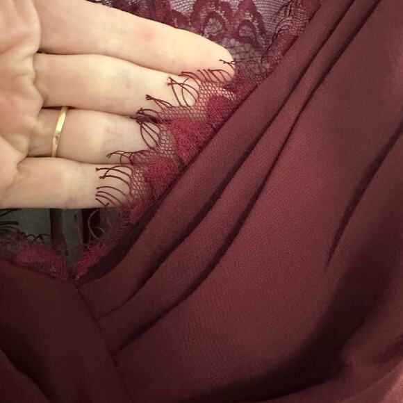 JJs House Womens Bridesmaids Dress Formal Long Lace Size 6 Burgundy Sleeveless - Picture 11 of 13